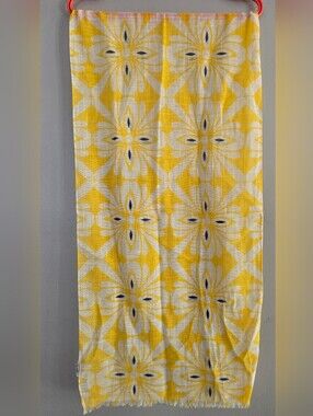 STENSTRÖMS Cotton Scarf Yellow Floral Pattern Made‎ In Italy Unisex